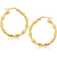 Nathalias NYต่างหูห่วงทอง Twist Yellow Gold ทองคำ 14k (25 มม.) (เวลาจัดส่ง 10-12 วัน)