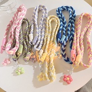 2026 New Year Dopamine Pink Flower Pendant Phone Case Lanyard Diagonal Long Rope Strap Phone Case Un