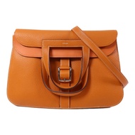HERMES Clemence皮革Halzan 31銀扣手挽肩背兩用袋Orange