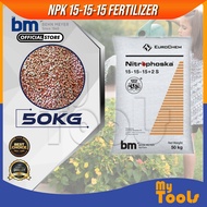 Mytools Fertilizer Nitrophoska Blue BEHN MEYER 15-15-15 (50KG) Baja Buah Cap Singa Kuda 50kg