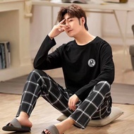 GN 😊2XL (มี 6ลาย) ชุดนอนผู้ชายแขนยาวขายาว ชุดนอนผ้าคอตตอน ชุดนอนไซส์ใหญ่ ชุดนอนคนอ้วน ST04