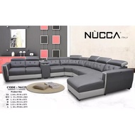 Nucca N6125 7 Seater Corner Sofa Set【Water Resistance Fabric &amp; Casa Leather 】 【Free 1 Console Table】