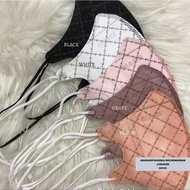 3D Monogram Duckbill Mask DISPOSABLE, FLAT WEAR EARLOOP HEADLOOP HIJAB 4PLAY Black & White