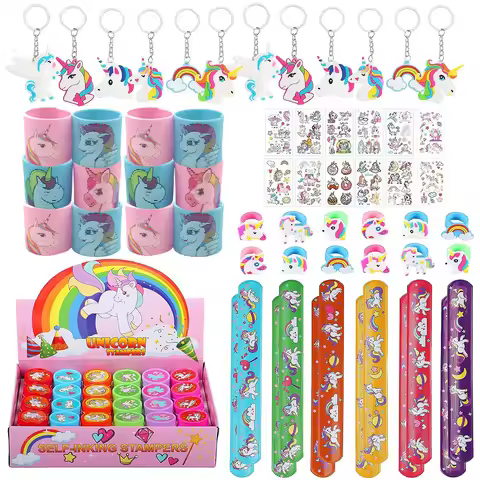 62Pcs Unicorn Party Favors Unicorn Party Gift Supplies for Boys Girls Unicorn Sticker Bracelet Unico