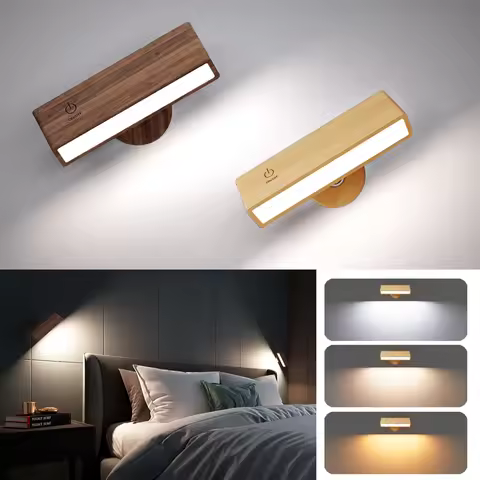 LED Wall Light Magnetic Wireless Portable Reading Light Type-C Rechargeable 360° Rotation Remote Con