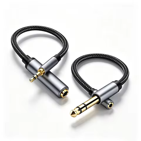 3.5mm Stereo to 6.35mm TRS Headphone Jack Adapter Male to Female 6.35 to 3.5 Aux Audio Cable for Gui