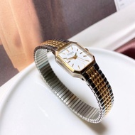 【西洋古董飾品】BULOVA CARAVELLE正常運作光澤銀調整彈性手錶