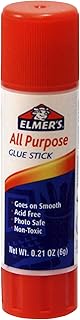 Elmers E510 Acid-Free Multi-Purpose Disappearing Non-Toxic Handy Twist-Up Washable School Glue Stick, 0.21 oz. Tube, 0.75" Height, 0.75" Width, 3.13" Length, Clear