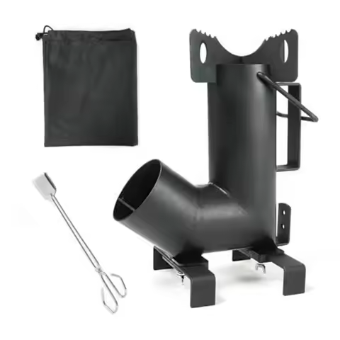 Wood Burning Rocket Stove, Camping Rocket Stove with Fire Tongs and Storage Bag, Ideal for Outdoor C