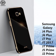 YuPin เคสโทรศัพท์ปิดขอบตรงสำหรับ Samsung Galaxy J7 Prime/J4พลัส/J6พลัส/J7 2017/J7โปร/J5ไพรม์/J2ไพร์มเมอร์เคลือบโครเมี่ยมสุดหรูสีสันและเงาฝาหลังโทรศัพท์ซองนุ่มกันกระแทก