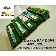 Desktop PC Ram /DDR4/16GB / 8GB / 4GB 2133Mhz 2400Mhz 2666Mhz 3200Mh USED RAM