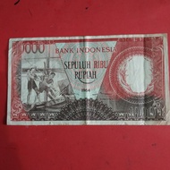 Uang lama Indonesia Rp 10000 pekerja 1964 merah uang lama TP275dk