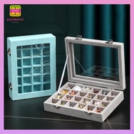 DIACHAVN Velvet Ring Box Tray, 12 /24 Grid Portable Jewellery Organiser Storage, Exquisite Dustproof