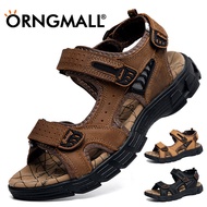 ORNGMALL รองเท้าแตะเปิดนิ้วผู้ชายรองเท้าหนังวัวคุณภาพสูงรองเท้าชายหาดไซส์ใหญ่38-46
