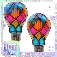 Painted Glass LED Light Bulb 2 Pack E26 4W 120V Stained Glass Light Bulb Colorful LED Light Bulb for