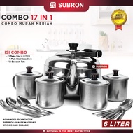 SUBRON PAKET COMBO Hemat Teko Peluit Bunyi Muk 8CM Tutup Sendok Minuman Kopi Teh Stainless
