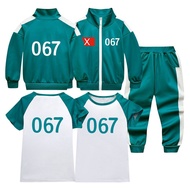 Kids Squid Game Cosplay Costume 3pcs Boys and Girls Outfit Tshirts Pants For Kids Jacket Pants 067 S