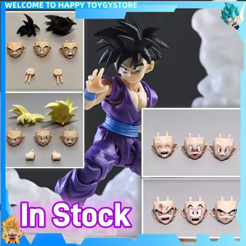 New Ko Hm&Air Shf Dragon Ball Z Ssj Son Gohan Ha001-004 Dlc Heads Accessories Anime Action Figures M
