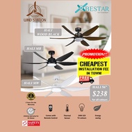 HALI 56inch DC Motor Ceiling Fan with LED Light and Remote Control
