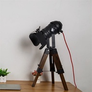 UH9W Vintage Loft Table Lamp Wood Tripod Eddison Lamps Living Room Bedroom Lamp Table Light Retro Ar