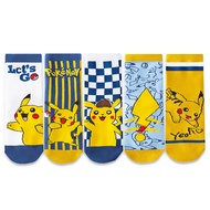 LJMOFA 5Pcs 1-12Y Bikachu Cartoon Sock Boy Girl Kids Sock Sets Bikachu Cute Cartoon Baby Socks Boys