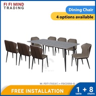 Angge 8 Seater Sintered Stone Dining Table Set/ Ceramic Dining Set/ Set Meja Makan 8 Kerusi Kaki Besi