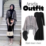 One Set SimpleWanita ELEGAN [Arwen Outer + Inner Dress + Hijab] Korean Hijab Look Girls AO9A