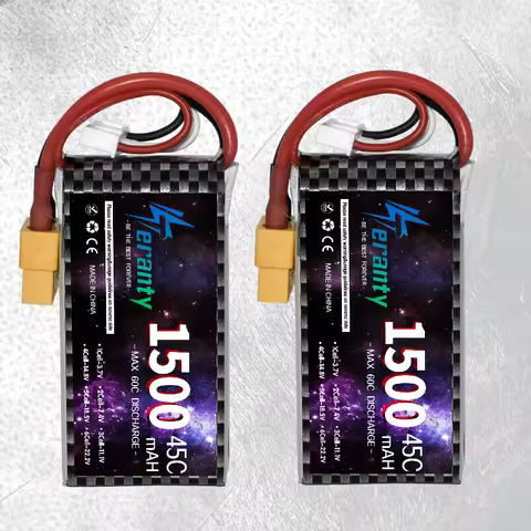 2Pcs TERANTY 1500mAh 45C Lipo Battery 3S 11.1 V Short Battery RC with T XT60 XT30 JST Plug for RC Ca