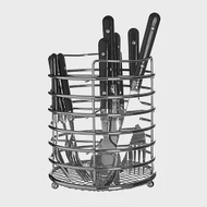 《Premier》4格鏤空餐具瀝水筒(銀) | 廚具 碗筷收納筒 瀝水架 瀝水桶