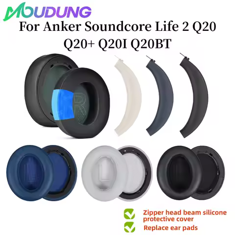 MOUDUNG Replacement Earpads Mesh/ Ice gel / Leather Ear Cushion With buckle for Anker Soundcore Life