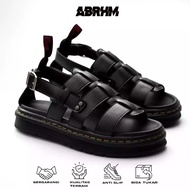 ABRHM docmart Gladiator Men's Casual Sandals Black Leather PU 36-44 Sandal Lelaki
