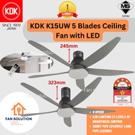 KDK K15UW / K15UW-QEY CEILING FAN 5 BLADES WITH REMOTE CONTROL 9 SPEED AND 3 COLOUR LED LIGHTING