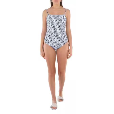 Burberry | Blue TB Monogram Print One-Piece Swimsuit