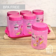 Canister Food Container Set with Tray Food Jar Round Container Bekas Kuih Raya