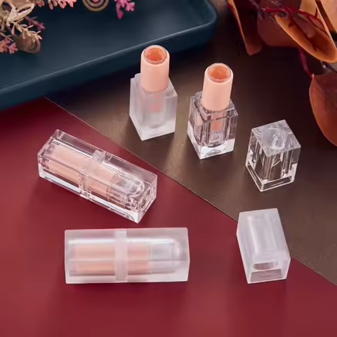 3.6g Empty Mini Square Lip balm Tubes Clear Lip stick Containers Plastic Liquid Lipstick Bottle Cosm