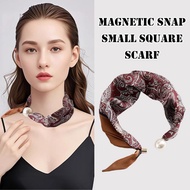 Magnetic Buckle Polka Dot Small Square Scarf | 50x50cm Lightweight Polyester Neckerchief | R6D1