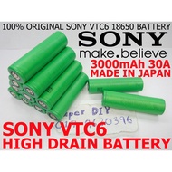 Sony japan 18650 VTC6 3.7V 3100mAh rechargeable 21700 awt 30a 100% high drain top in the world king Li-ion battery