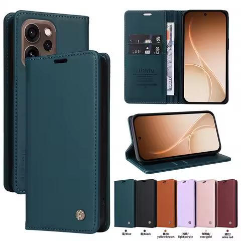 Magnetic Leather Wallet Flip Case for OPPO Reno 15 Realme C85 15X Pro A6 A6X 5G Phone Cover Kickstan