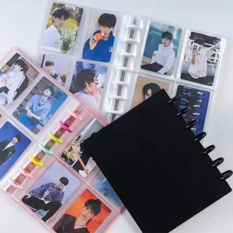 120 slots Rainbow Ring Photocard Album 3in 4-Pocket Clear Sleeves Refillable ID Card Binder Portable