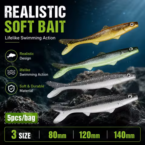 FISHINGFANS 3.7g 7.7g 12.9g 5pieces A Bag Zander Pike Fishing Lure Soft Bait FishTail Soft Lures Art