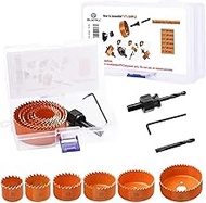 11-Piece Hole Saw Kit (1-1/4" to 3" / 32-76mm) with Mandrels, Arbor, Gloves & Case for Soft Wood, PV