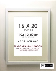 16x20 Inches +1.25" Mat Picture Frame - Wall Frame - Photo Frame