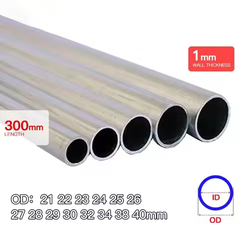 2pcs-5pcs Aluminium Pipe 1mm Thickness 21-40mm OD Straight 300mm Long Round 6063 Aluminum Alloy Tube