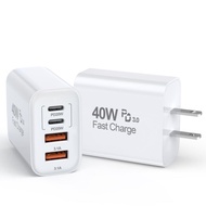 40W iPhone Charger Block,2Pack Apple Phone Charger USB C Charger Fast Charging Blocks Cube, 4Ports U