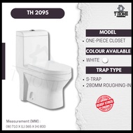 One Piece WC Toilet Bowl [TH-2095] S-Trap Wash Down Water Closet Sitting Bowl 11Inch 280mm