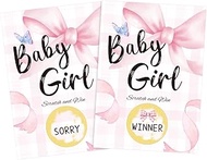 35 Pieces Scratch Cards for a Girl Baby Shower, Pink Ribbon Design, Baby Shower Games, Funny Games a