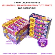 HALAL CHUPA CHUPS Big Babol Chewing Gum 20g (5 x 20 Sticks) Blueberry / Strawberry & Cream / Tutti F