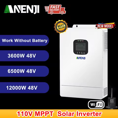 ANENJI 3.6KW 6.5KW 12KW 48V Solar Inverters 110V Hybrid On/Off Grid Inverter inversor solar híbrido 