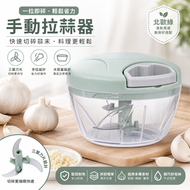 三葉刀片手拉式迷你手動切蒜器 多功能蒜泥神器 家用抽拉碎菜絞肉機 剁辣椒蒜粒食材攪碎機 安全耐用小型手拉料理攪拌器平行進口