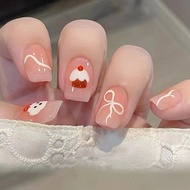 Cute Short Square False Nails with Glue Fake Nails Press on Nails